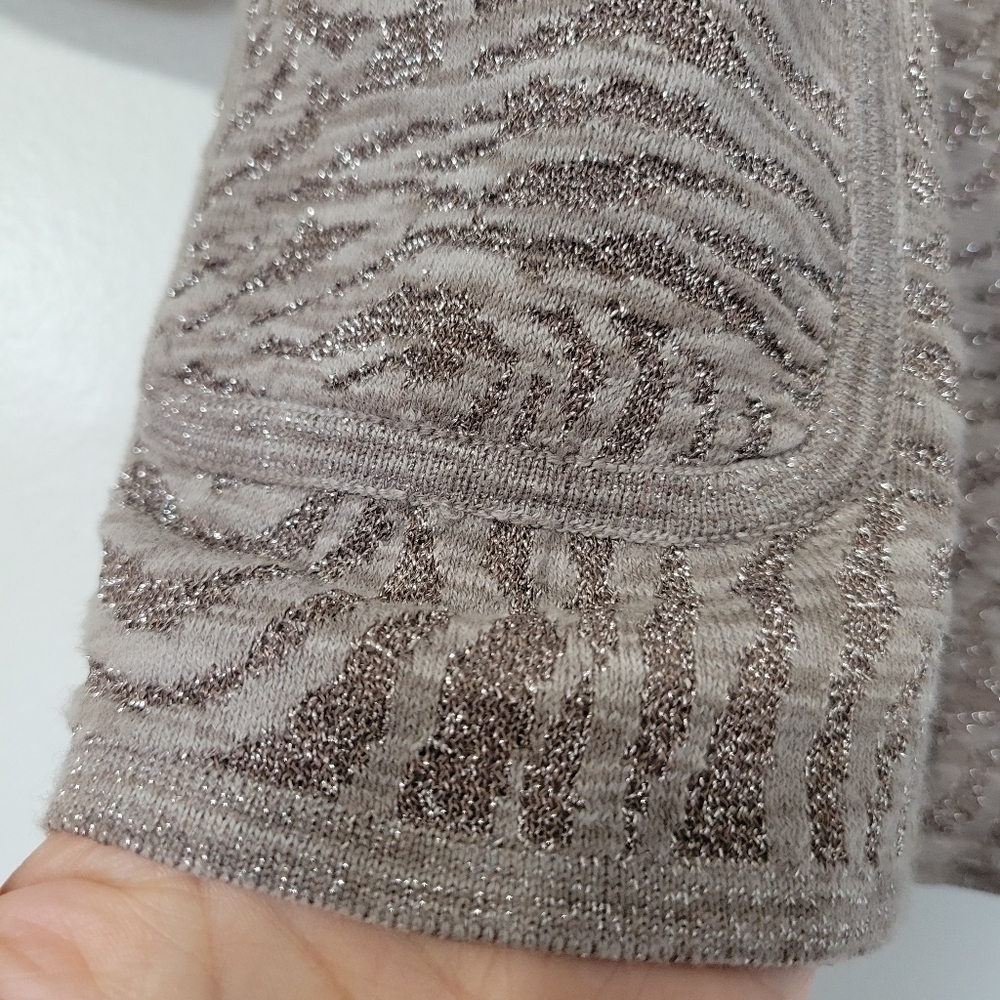 Rebecca Moses Kimono Style Animal Print Metallic Cardigan Size M - Picture 6 of 10